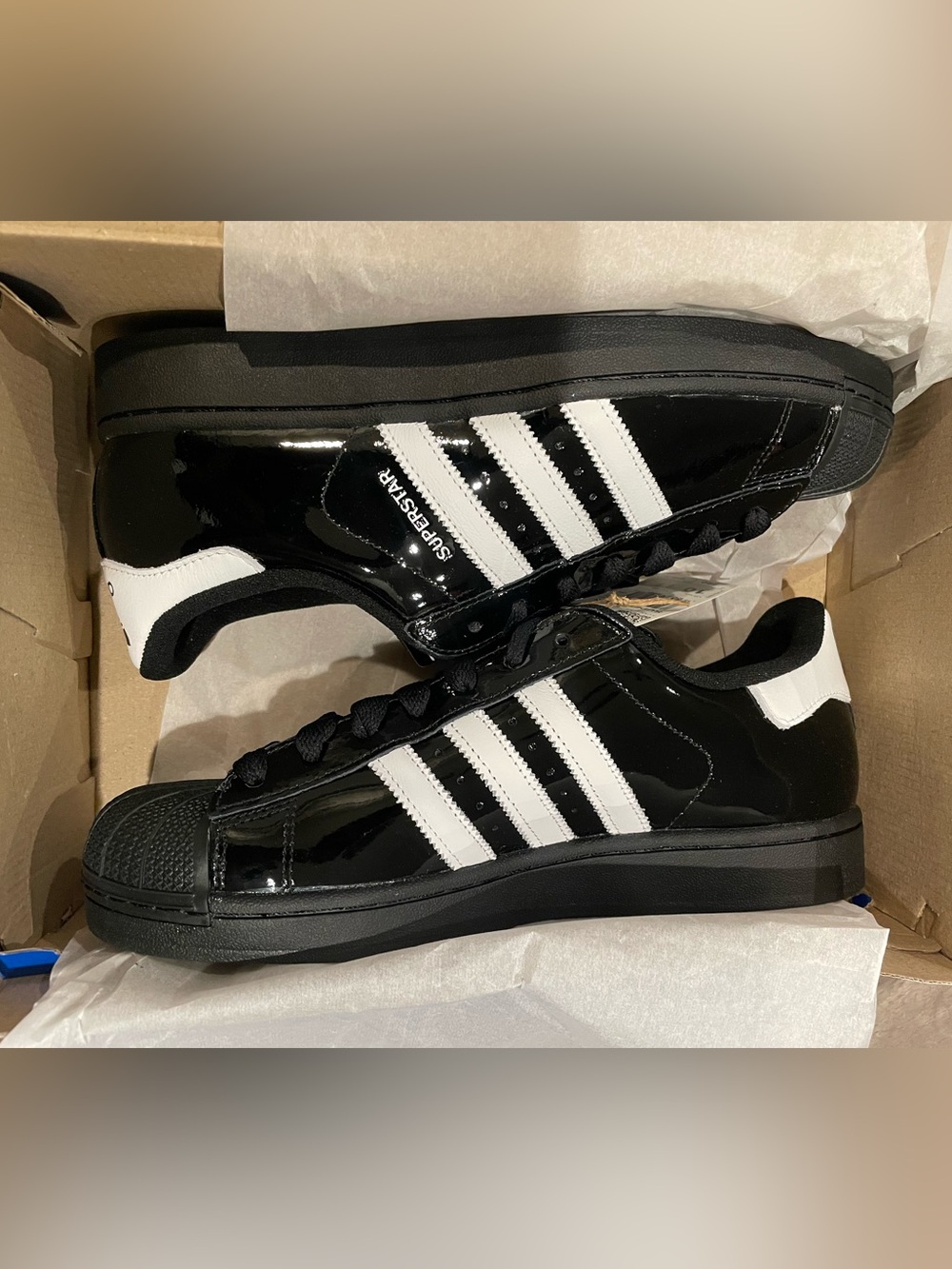 Men’s Adidas Originals Superstar II — Patent Leather Black/White — Size 10.5